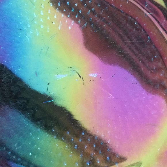 Vintage Indiana Glass Blue Iridescent Diamond Point Ruffled Trim Hostess Plate - Picture 13 of 13